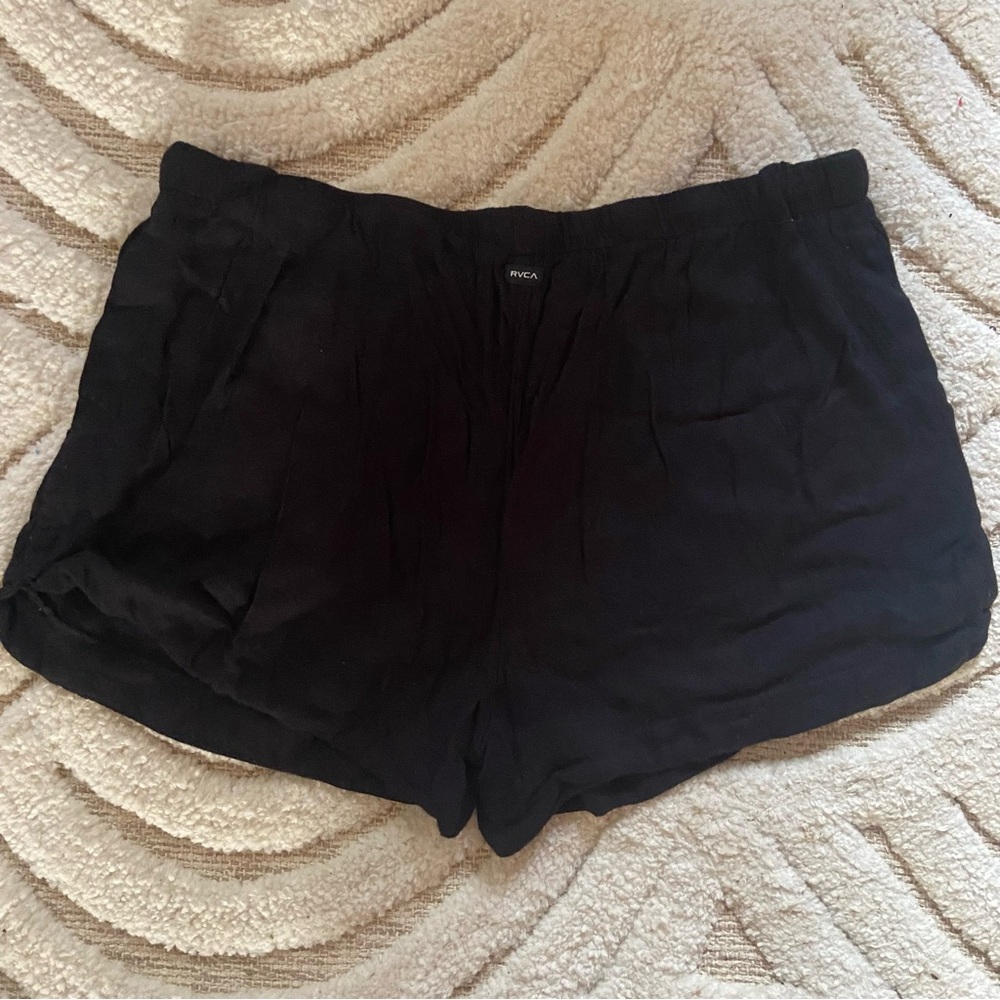 RVCA Black High-Waist Relaxed Linen Shorts